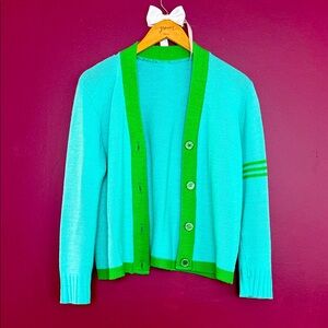 Vibrant Green and Blue Cardigan